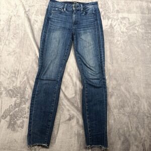 Paige Jeans Women 26(28) Blue Hoxton Ankle High Rise Skinny Raw Fray Hem Stretch